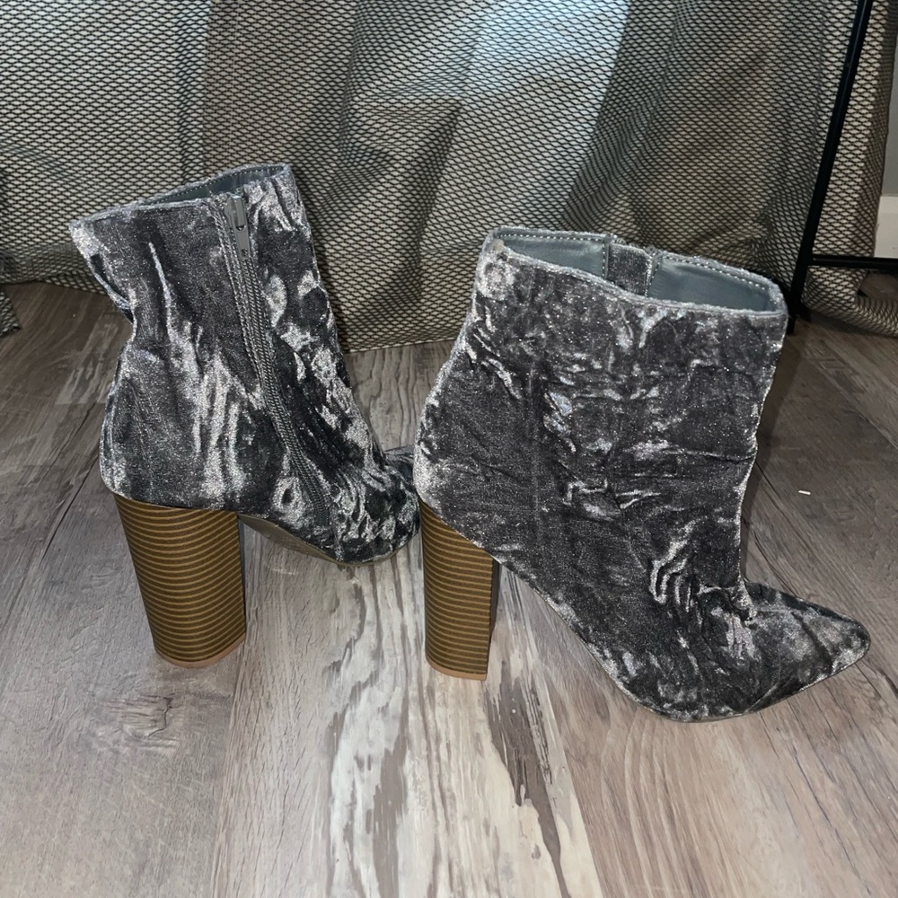 Size 7 velvet booties! Worn once. True to size